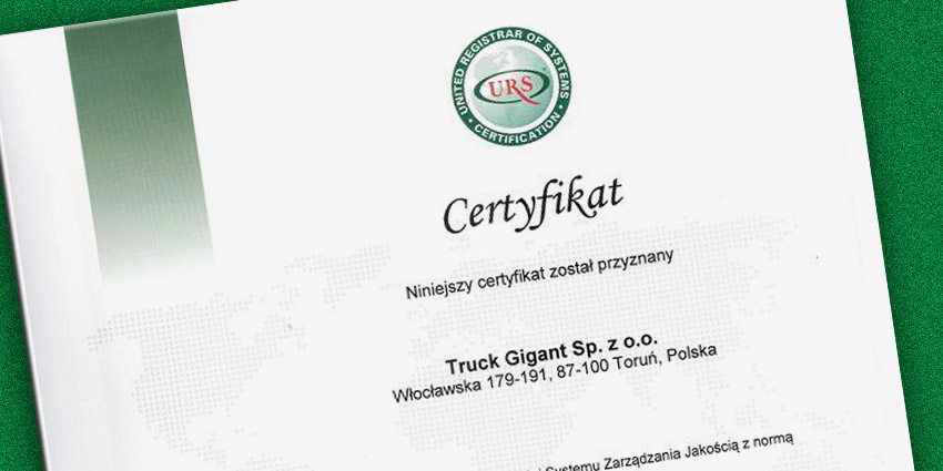 Mamy certyfikat ISO 9001:2008